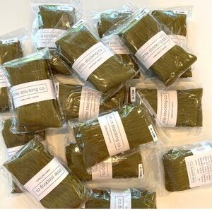 New! Set of two Little Stocking Co. Olive Green Cable Knit Tights 6-12 months